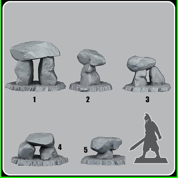 3D Printed Fantastic Plants and Rocks Ancient Dolmens 28mm - 32mm D&D Wargaming - Charming Terrain