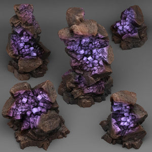 3D Printed Fantastic Plants and Rocks Ancient Hidden Crystals 28mm - 32mm D&D Wargaming - Charming Terrain