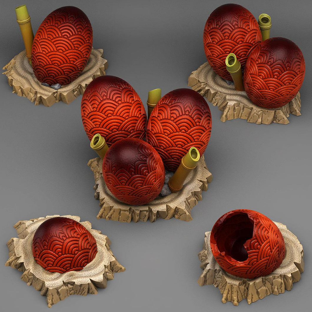 3D Printed Fantastic Plants and Rocks Asian Dragon Eggs 28mm - 32mm D&D Wargaming - Charming Terrain