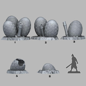 3D Printed Fantastic Plants and Rocks Asian Dragon Eggs 28mm - 32mm D&D Wargaming - Charming Terrain