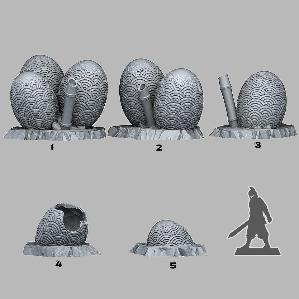 3D Printed Fantastic Plants and Rocks Asian Dragon Eggs 28mm - 32mm D&D Wargaming - Charming Terrain