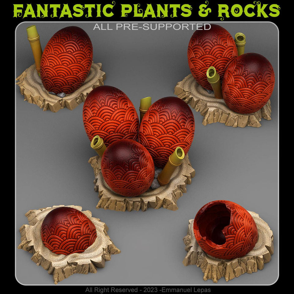 3D Printed Fantastic Plants and Rocks Asian Dragon Eggs 28mm - 32mm D&D Wargaming - Charming Terrain