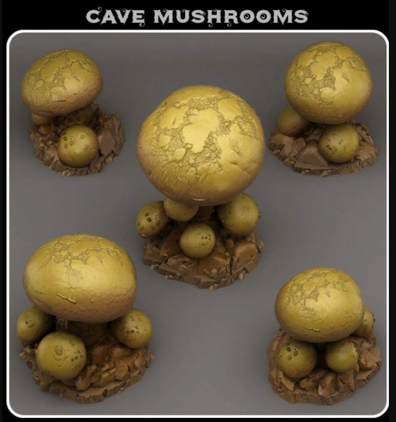3D Printed Fantastic Plants and Rocks Cave Mushrooms 28mm - 32mm D&D Wargaming - Charming Terrain