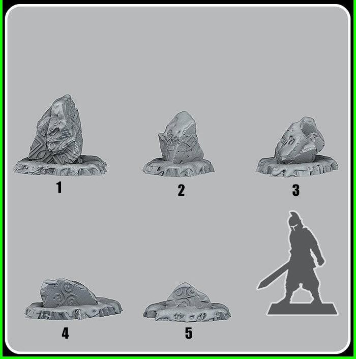3D Printed Fantastic Plants and Rocks Celtic Snow Stones 28mm - 32mm D&D Wargaming - Charming Terrain