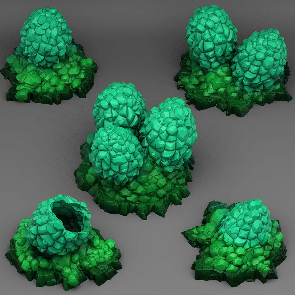 3D Printed Fantastic Plants and Rocks Crystal Dragon Eggs 28mm - 32mm D&D Wargaming - Charming Terrain