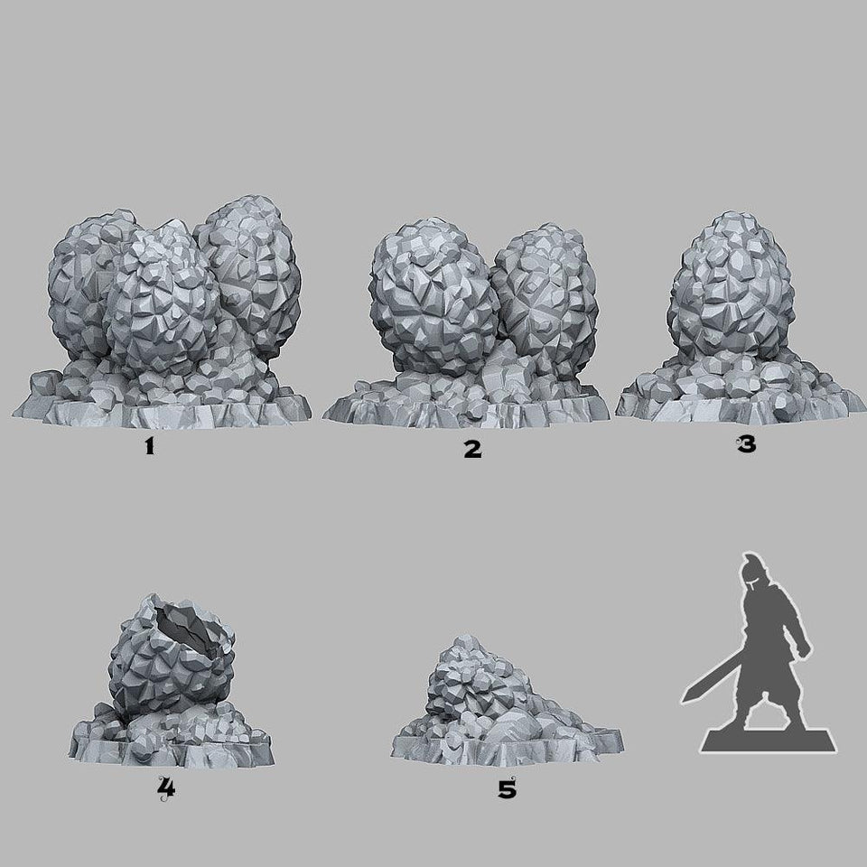 3D Printed Fantastic Plants and Rocks Crystal Dragon Eggs 28mm - 32mm D&D Wargaming - Charming Terrain