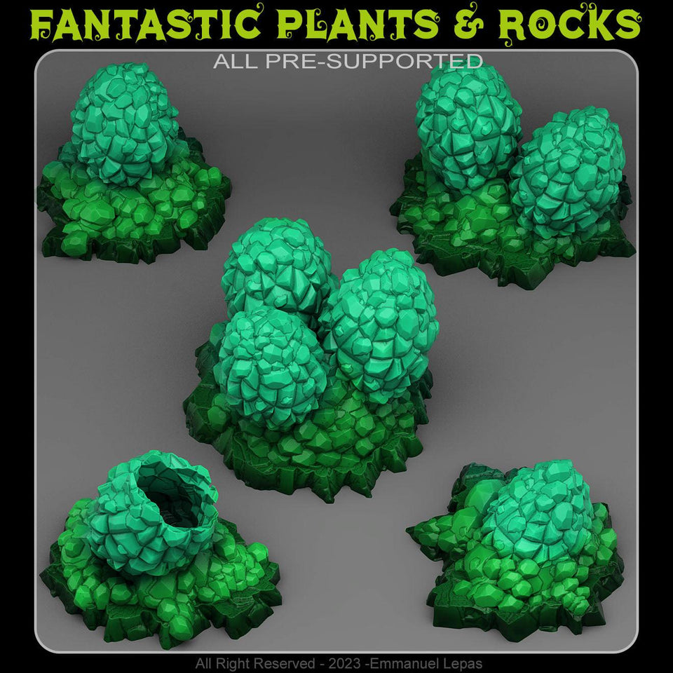 3D Printed Fantastic Plants and Rocks Crystal Dragon Eggs 28mm - 32mm D&D Wargaming - Charming Terrain
