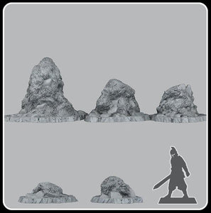 3D Printed Fantastic Plants and Rocks Curious Grassy Rocks 28mm - 32mm D&D Wargaming - Charming Terrain