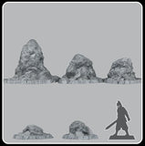 3D Printed Fantastic Plants and Rocks Curious Grassy Rocks 28mm - 32mm D&D Wargaming - Charming Terrain