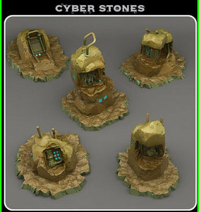 3D Printed Fantastic Plants and Rocks Cyber Stones 28mm - 32mm D&D Wargaming - Charming Terrain