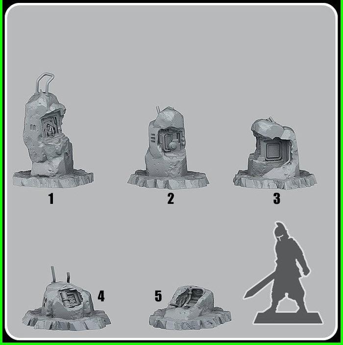 3D Printed Fantastic Plants and Rocks Cyber Stones 28mm - 32mm D&D Wargaming - Charming Terrain
