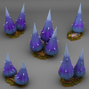3D Printed Fantastic Plants and Rocks DANGEROUS PURPLE MUSHROOMS 28mm - 32mm D&D Wargaming - Charming Terrain