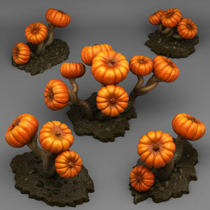 3D Printed Fantastic Plants and Rocks Dark Pumpkin Trees 28mm - 32mm D&D Wargaming - Charming Terrain