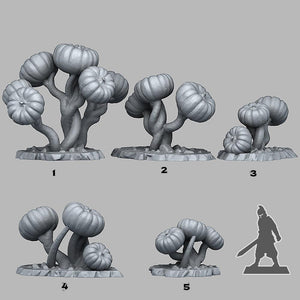3D Printed Fantastic Plants and Rocks Dark Pumpkin Trees 28mm - 32mm D&D Wargaming - Charming Terrain