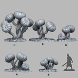 3D Printed Fantastic Plants and Rocks Dark Pumpkin Trees 28mm - 32mm D&D Wargaming - Charming Terrain