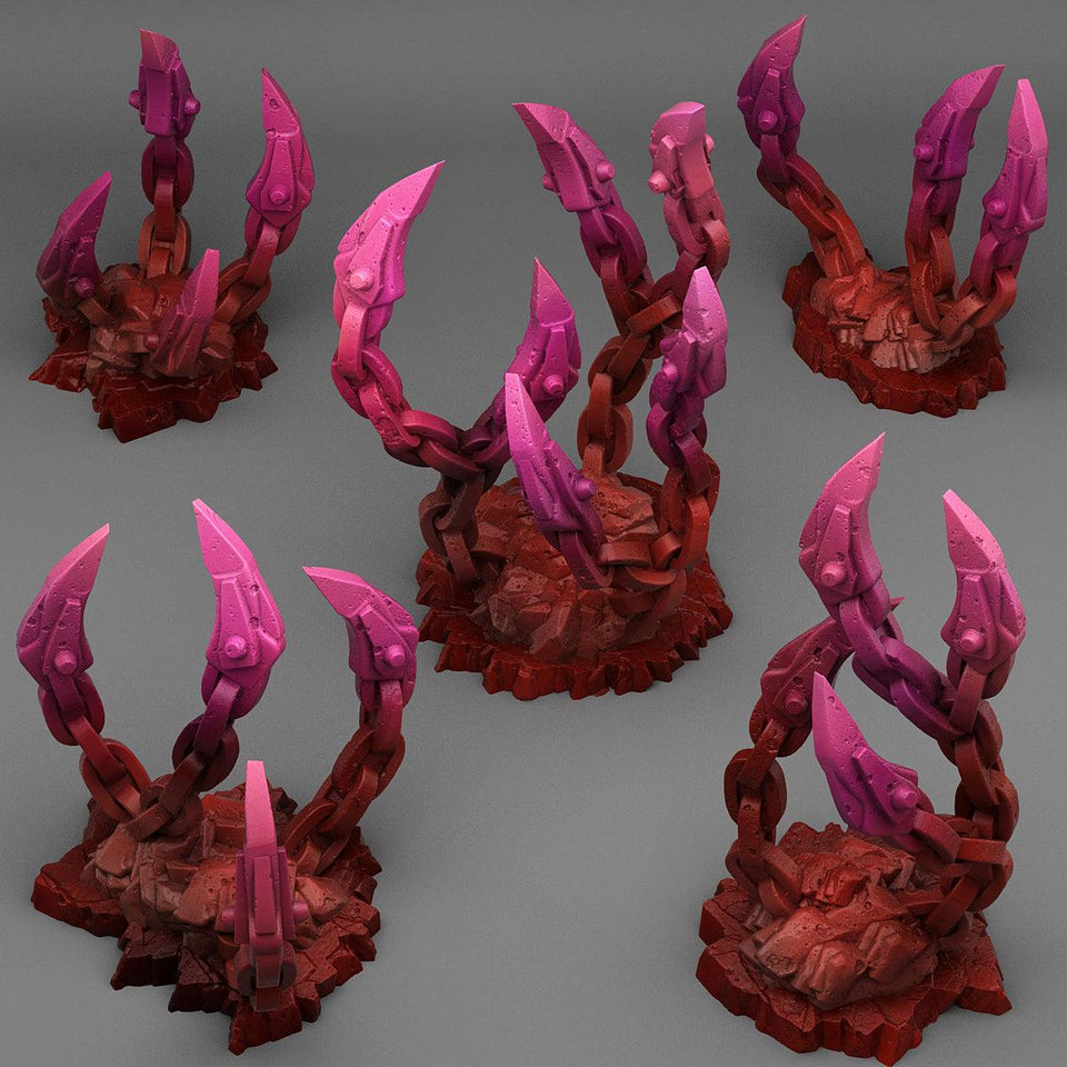 3D Printed Fantastic Plants and Rocks Demoniac Underdark Chains 28mm - 32mm D&D Wargaming - Charming Terrain