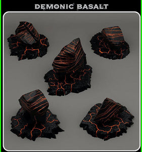 3D Printed Fantastic Plants and Rocks Demonic Basalt 28mm - 32mm D&D Wargaming - Charming Terrain