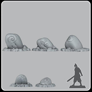 3D Printed Fantastic Plants and Rocks Druidic Giant Pebbles 28mm - 32mm D&D Wargaming - Charming Terrain