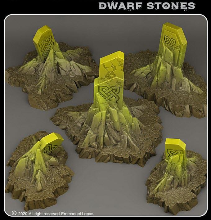 3D Printed Fantastic Plants and Rocks Dwarf Stones 28mm - 32mm D&D Wargaming - Charming Terrain