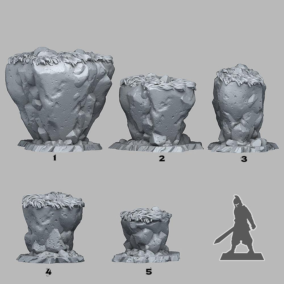 3D Printed Fantastic Plants and Rocks Fantasy Lost Rocks 28mm - 32mm D&D Wargaming - Charming Terrain