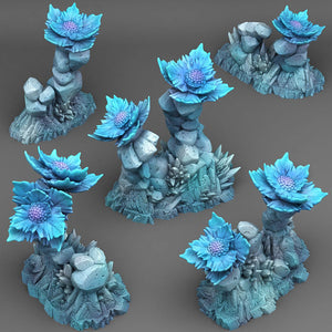 3D Printed Fantastic Plants and Rocks Frozen Flowers 28mm - 32mm D&D Wargaming - Charming Terrain