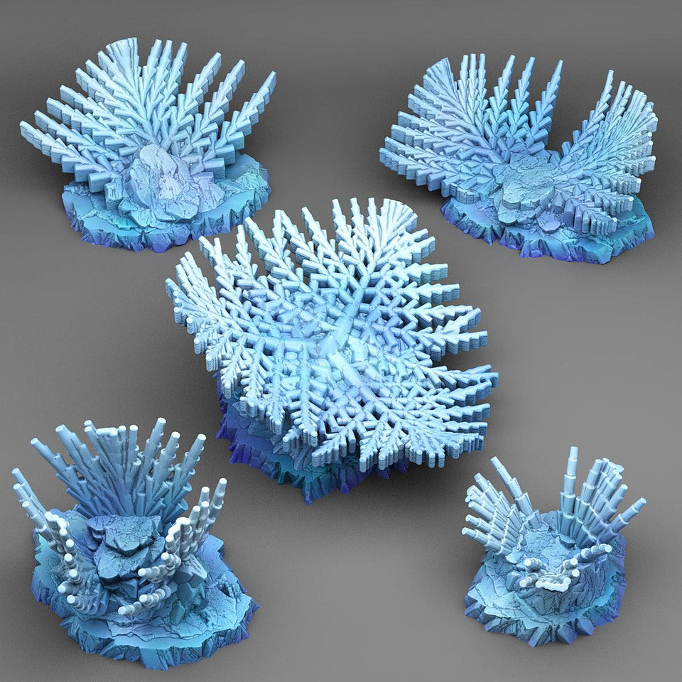 3D Printed Fantastic Plants and Rocks Giant Snowflake Plants 28mm - 32mm D&D Wargaming - Charming Terrain