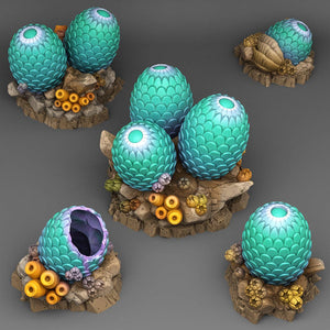 3D Printed Fantastic Plants and Rocks Leviathan Eggs 28mm - 32mm D&D Wargaming - Charming Terrain