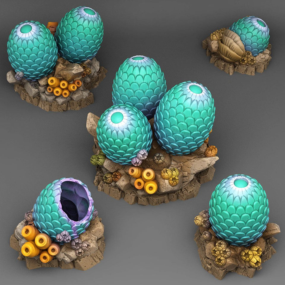 3D Printed Fantastic Plants and Rocks Leviathan Eggs 28mm - 32mm D&D Wargaming - Charming Terrain