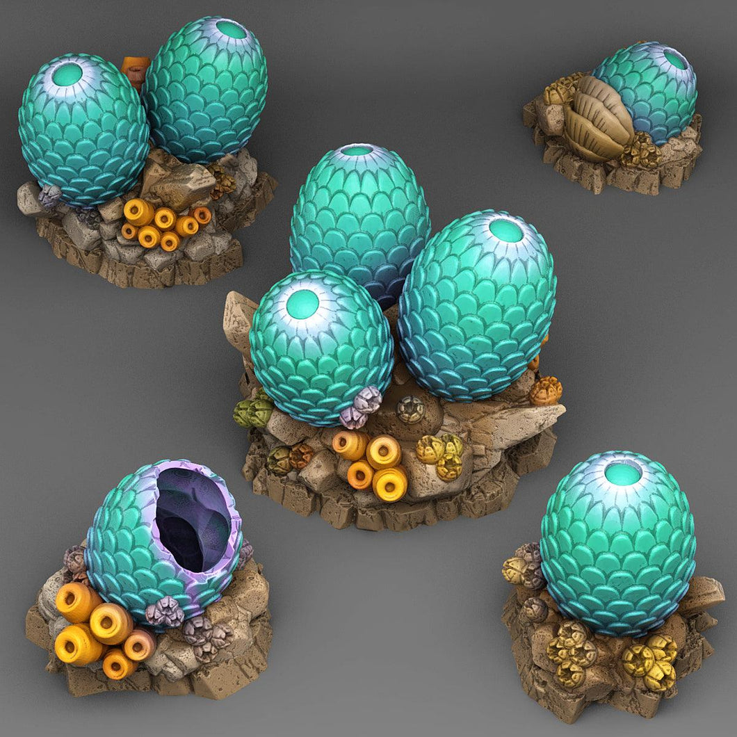3D Printed Fantastic Plants and Rocks Leviathan Eggs 28mm - 32mm D&D Wargaming - Charming Terrain