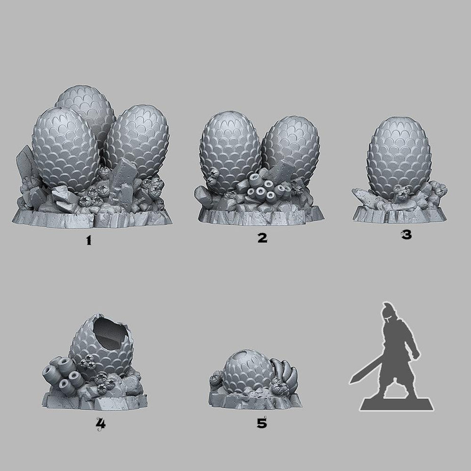 3D Printed Fantastic Plants and Rocks Leviathan Eggs 28mm - 32mm D&D Wargaming - Charming Terrain