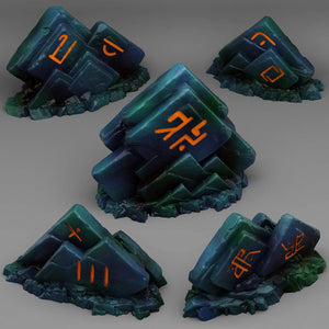 3D Printed Fantastic Plants and Rocks Magic Square Rocks 28mm - 32mm D&D Wargaming - Charming Terrain