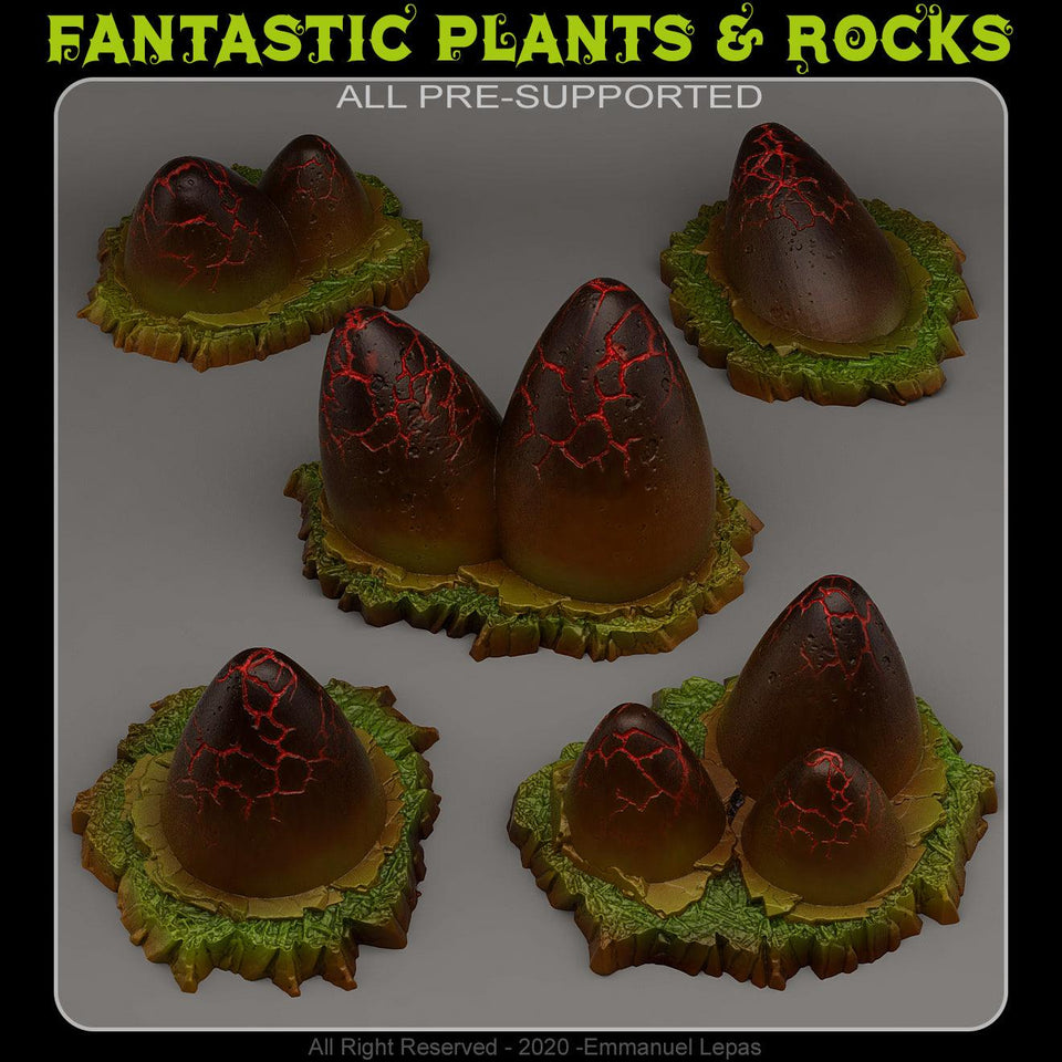 3D Printed Fantastic Plants and Rocks MAGICAL EGGS 28mm - 32mm D&D Wargaming - Charming Terrain