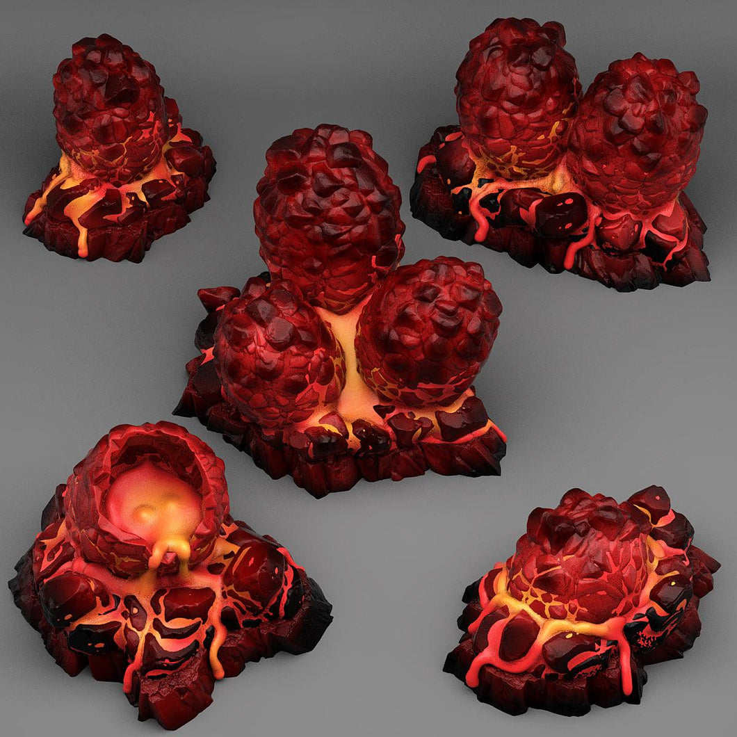 3D Printed Fantastic Plants and Rocks Magma Dragon Eggs 28mm - 32mm D&D Wargaming - Charming Terrain