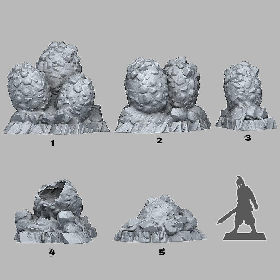 3D Printed Fantastic Plants and Rocks Magma Dragon Eggs 28mm - 32mm D&D Wargaming - Charming Terrain