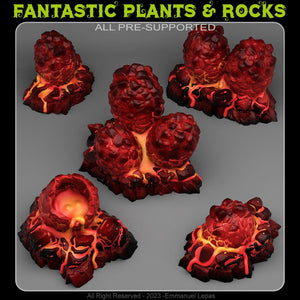 3D Printed Fantastic Plants and Rocks Magma Dragon Eggs 28mm - 32mm D&D Wargaming - Charming Terrain