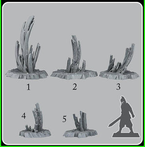 3D Printed Fantastic Plants and Rocks Martian Stalagmites 28mm - 32mm D&D Wargaming - Charming Terrain