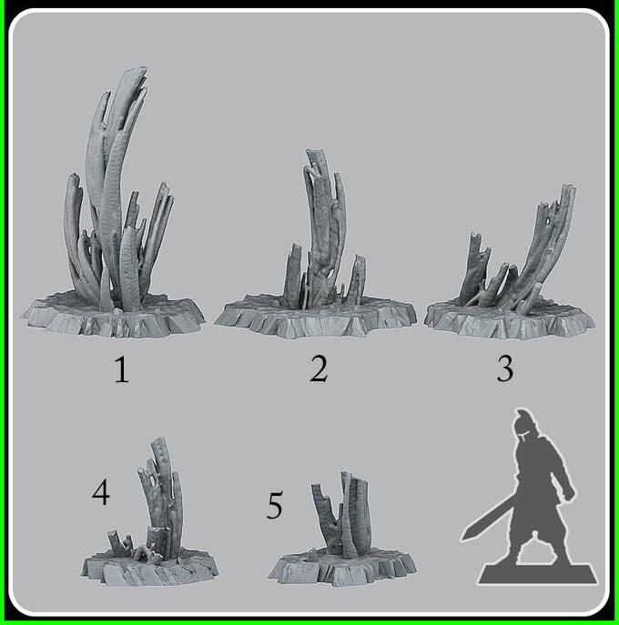 3D Printed Fantastic Plants and Rocks Martian Stalagmites 28mm - 32mm D&D Wargaming - Charming Terrain