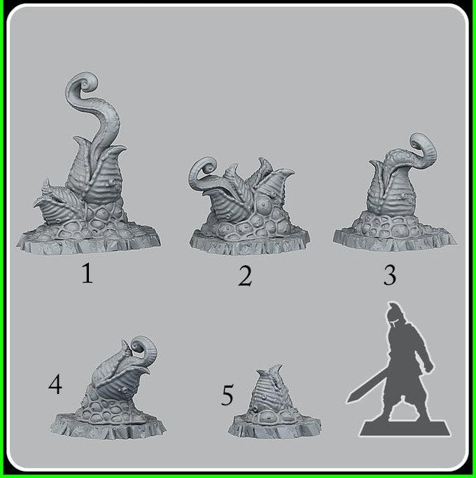 3D Printed Fantastic Plants and Rocks Mutant Plants 28mm - 32mm D&D Wargaming - Charming Terrain