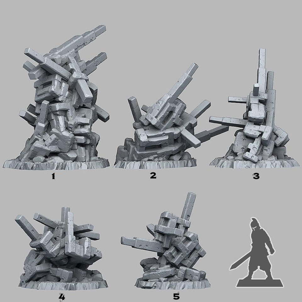 3D Printed Fantastic Plants and Rocks Natural Strap Stones 28mm - 32mm D&D Wargaming - Charming Terrain