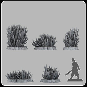 3D Printed Fantastic Plants and Rocks Prickly Tall Grass 28mm - 32mm D&D Wargaming - Charming Terrain