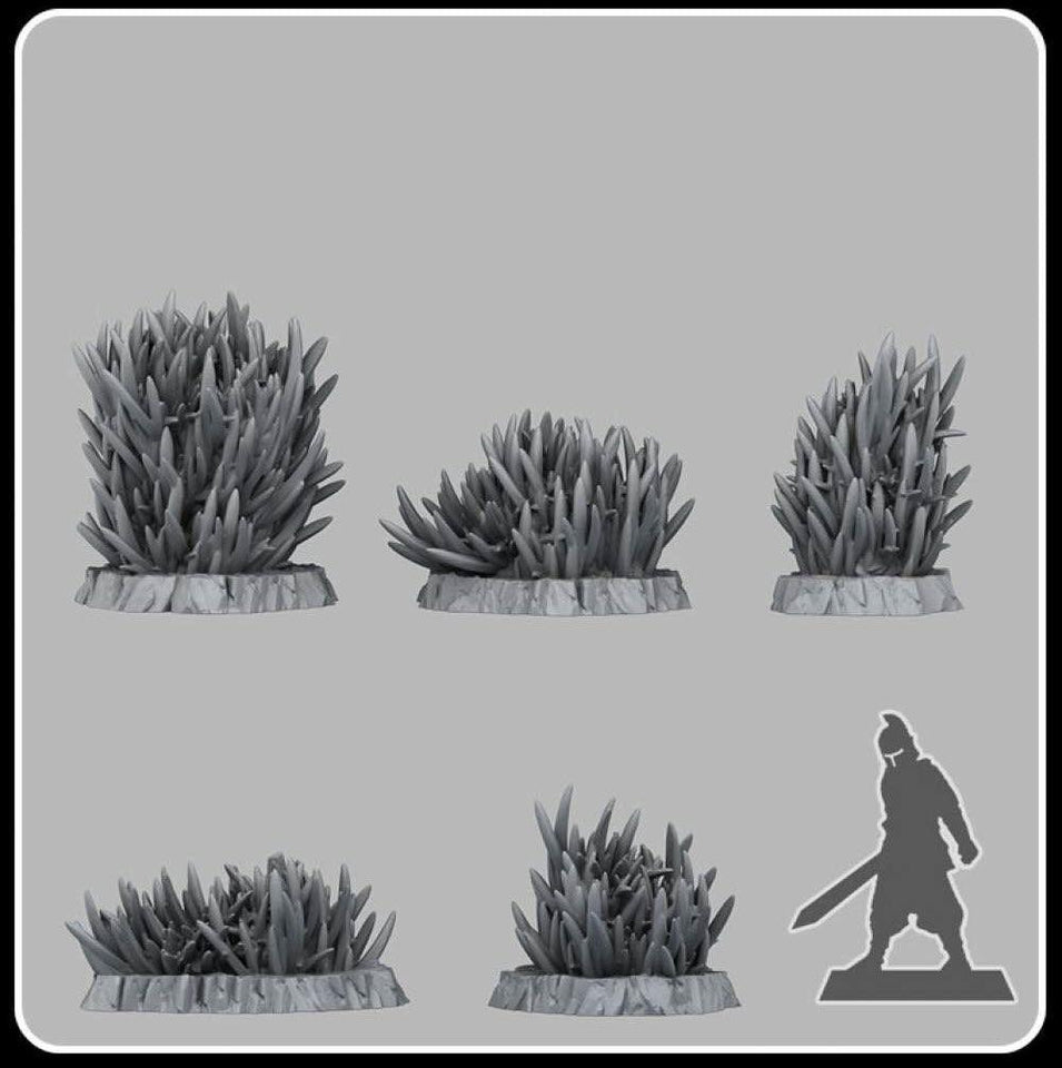 3D Printed Fantastic Plants and Rocks Prickly Tall Grass 28mm - 32mm D&D Wargaming - Charming Terrain