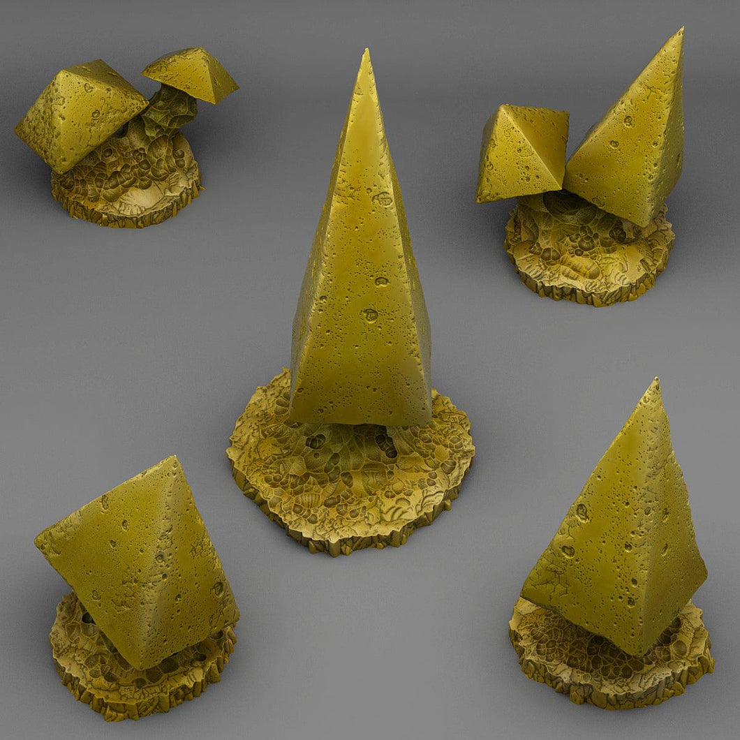 3D Printed Fantastic Plants and Rocks PYRAMID MUSHROOMS 28mm - 32mm D&D Wargaming - Charming Terrain
