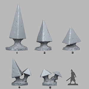 3D Printed Fantastic Plants and Rocks PYRAMID MUSHROOMS 28mm - 32mm D&D Wargaming - Charming Terrain
