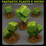 3D Printed Fantastic Plants and Rocks Red Queen's Trees 28mm - 32mm D&D Wargaming - Charming Terrain
