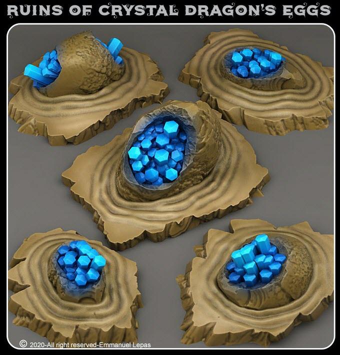 3D Printed Fantastic Plants and Rocks Ruins Of Crystal Dragon's Eggs 28mm - 32mm D&D Wargaming - Charming Terrain