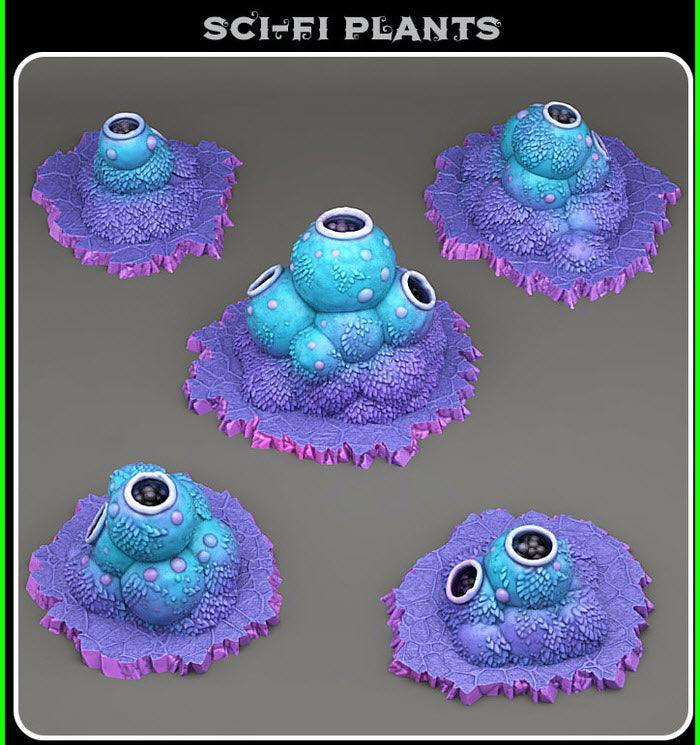 3D Printed Fantastic Plants and Rocks Sci Fi Plants 28mm - 32mm D&D Wargaming - Charming Terrain