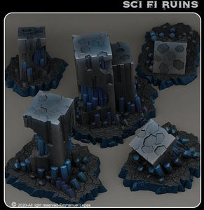 3D Printed Fantastic Plants and Rocks Scifi Ruins 28mm - 32mm D&D Wargaming - Charming Terrain
