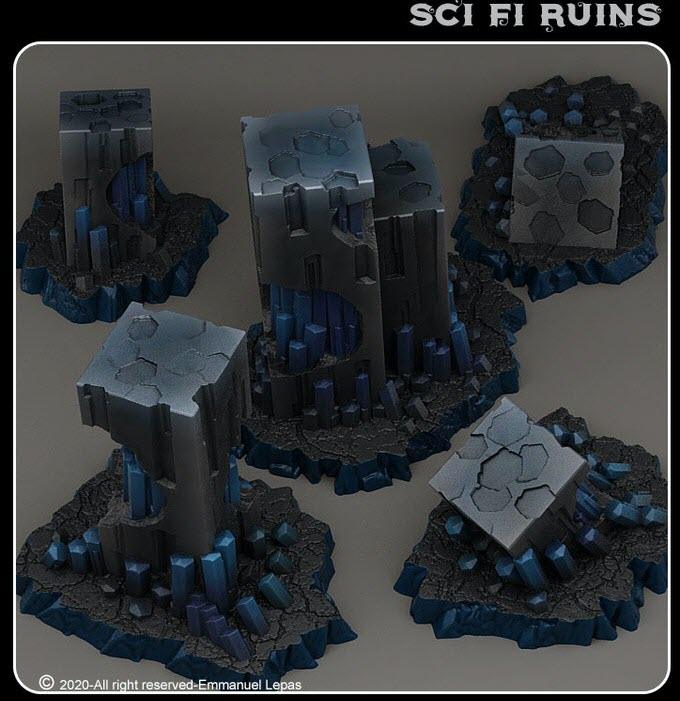 3D Printed Fantastic Plants and Rocks Scifi Ruins 28mm - 32mm D&D Wargaming - Charming Terrain