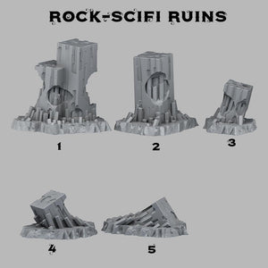 3D Printed Fantastic Plants and Rocks Scifi Ruins 28mm - 32mm D&D Wargaming - Charming Terrain