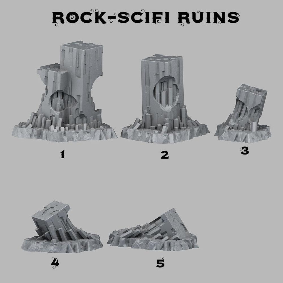 3D Printed Fantastic Plants and Rocks Scifi Ruins 28mm - 32mm D&D Wargaming - Charming Terrain